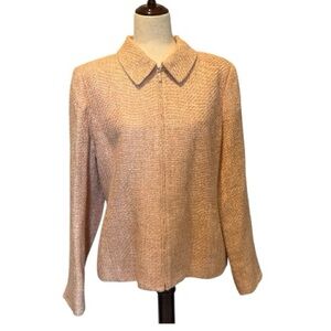 Kate Hill Silk Blend Zip Front Suit Jacket Size 14